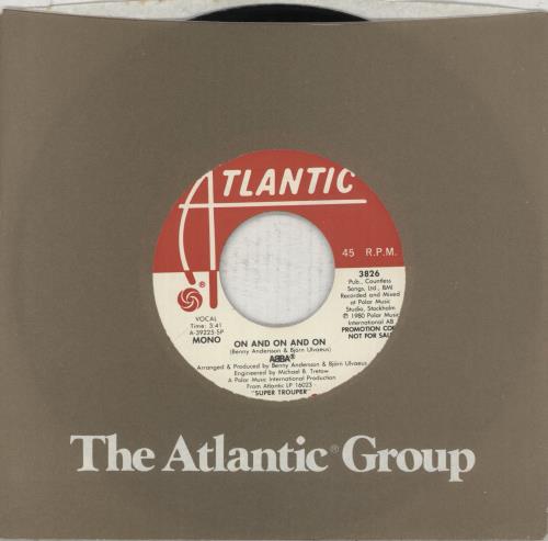 Abba On And On And On 7" vinyl single (7 inch record / 45) US ABB07ON104196