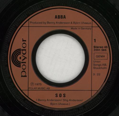 Abba S.O.S. 7" vinyl single (7 inch record / 45) German ABB07SO36945