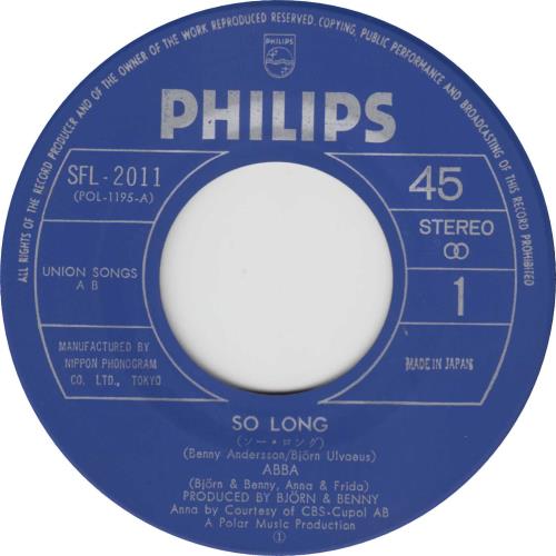 Abba So Long - EX 7" vinyl single (7 inch record / 45) Japanese ABB07SO186028