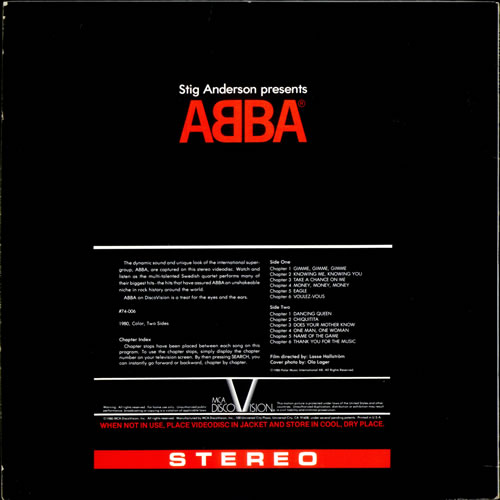 Abba Stig Anderson Prestents Abba laserdisc / lazerdisc US ABBLZST240773