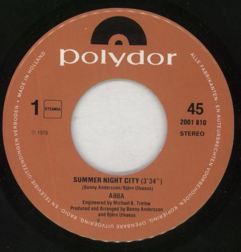 Abba Summer Night City 7" vinyl single (7 inch record / 45) Dutch ABB07SU157397