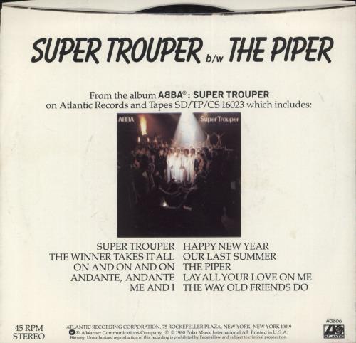 Abba Super Trouper - p/s 7" vinyl single (7 inch record / 45) US ABB07SU884093