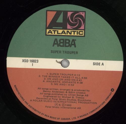 Abba Super Trouper vinyl LP album (LP record) Canadian ABBLPSU330391