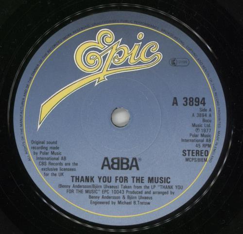 Abba Thank You For The Music - Poster Sleeve - EX 7" vinyl single (7 inch record / 45) UK ABB07TH769969