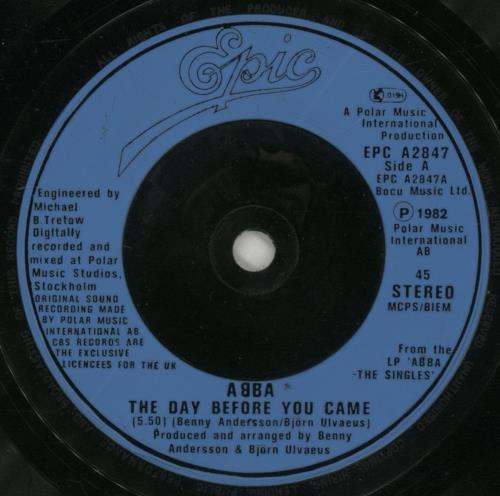 Abba The Day Before You Came - Inj 7" vinyl single (7 inch record / 45) UK ABB07TH42474