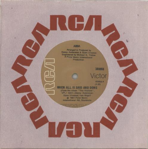 Abba When All Is Said And Done 7" vinyl single (7 inch record / 45) Australian ABB07WH878374