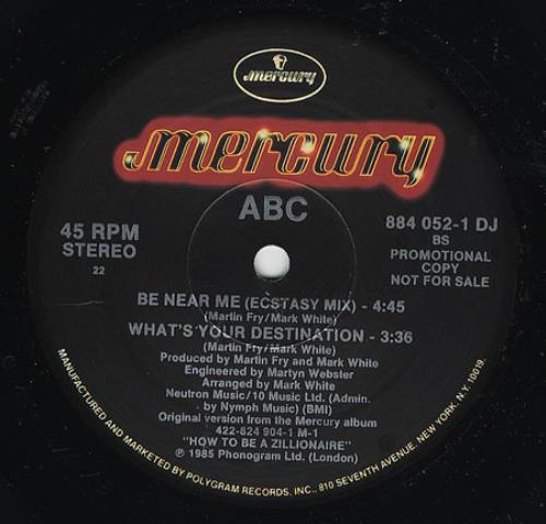 ABC Be Near Me 12" vinyl single (12 inch record / Maxi-single) US ABC12BE37358