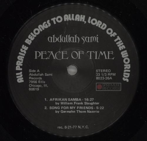 Abdullah Sami Peace Of Time vinyl LP album (LP record) UK -CJLPPE888313
