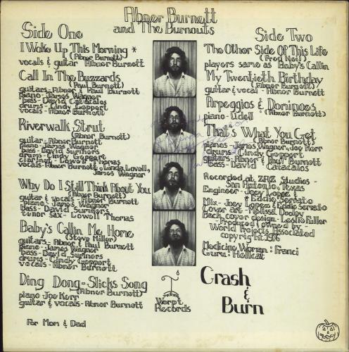 Abner Burnett Crash & Burn vinyl LP album (LP record) US 3C3LPCR769859