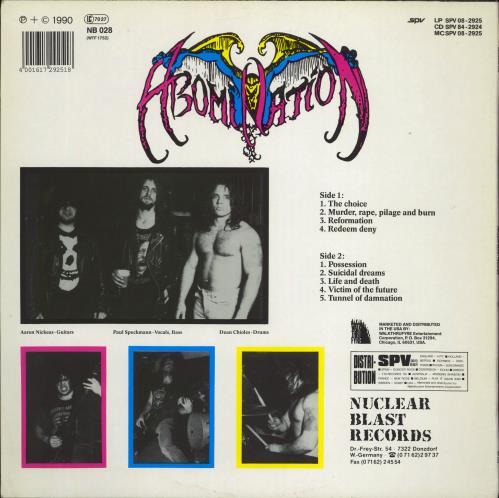 Abomination Abomination vinyl LP album (LP record) German 3GVLPAB775026