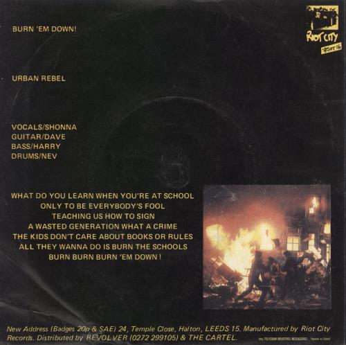 Abrasive Wheels Burn 'Em Down? 7" vinyl single (7 inch record / 45) UK H1107BU780056