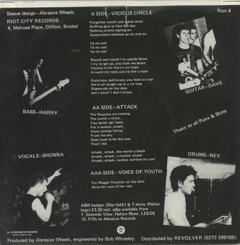 Abrasive Wheels Vicious Circle EP 7" vinyl single (7 inch record / 45) UK H1107VI890931