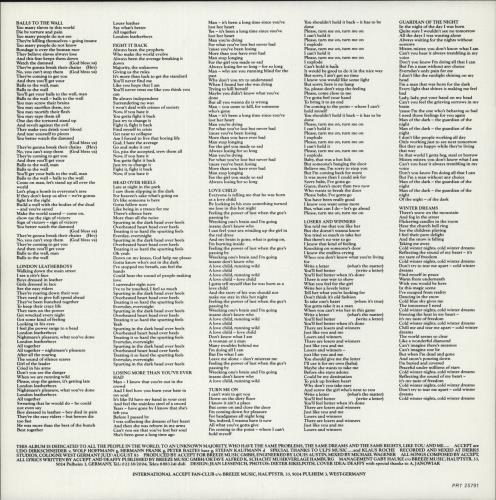 Accept Balls To The Wall vinyl LP album (LP record) UK ACCLPBA422987