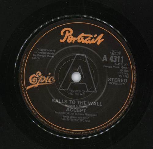 Accept Balls To The Wall 7" vinyl single (7 inch record / 45) UK ACC07BA788473