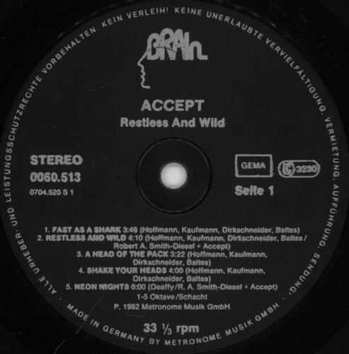 Accept Restless And Wild - 1st vinyl LP album (LP record) German ACCLPRE892301
