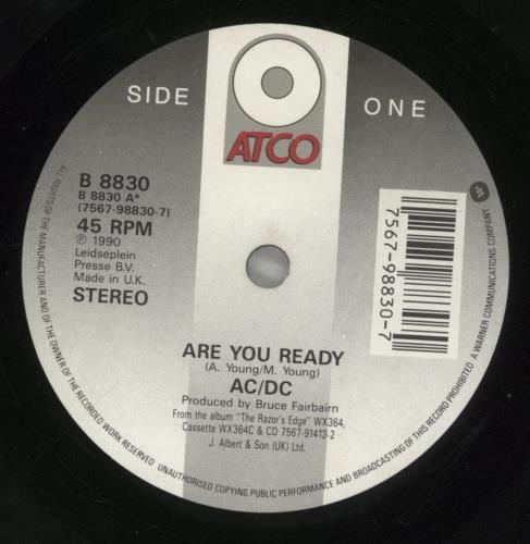 AC/DC Are You Ready - EX 7" vinyl single (7 inch record / 45) UK ACD07AR647890