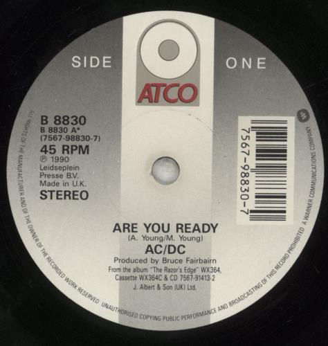 AC/DC Are You Ready - Satchel Sleeve - Low Number 7" vinyl single (7 inch record / 45) UK ACD07AR882383