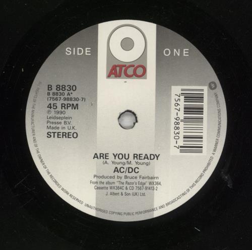 AC/DC Are You Ready - Satchel Sleeve 7" vinyl single (7 inch record / 45) UK ACD07AR00803