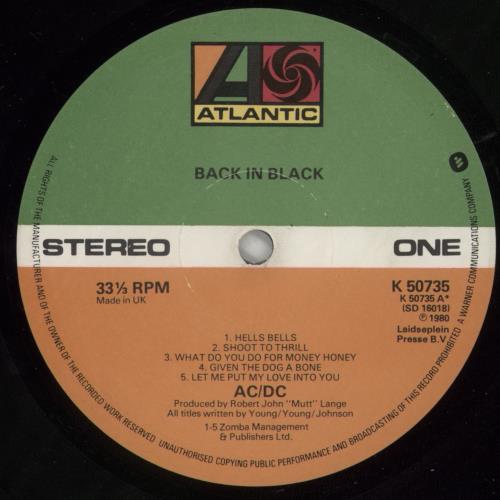 AC/DC Back In Black - 1st vinyl LP album (LP record) UK ACDLPBA214413