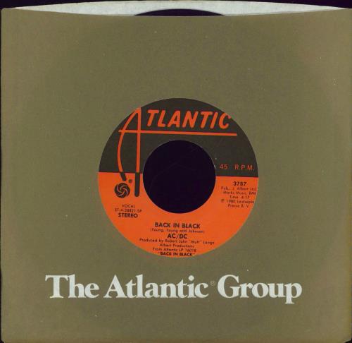 AC/DC Back In Black 7" vinyl single (7 inch record / 45) US ACD07BA770175
