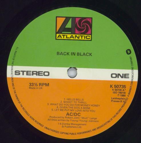 AC/DC Back In Black vinyl LP album (LP record) UK ACDLPBA820183