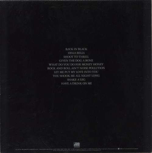 AC/DC Back In Black vinyl LP album (LP record) US ACDLPBA863164