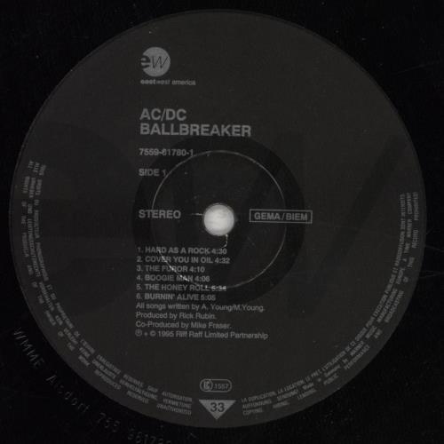 AC/DC Ballbreaker vinyl LP album (LP record) German ACDLPBA84364