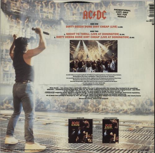 AC/DC Dirty Deeds Done Dirt Cheap - Promo Stickered 12" vinyl single (12 inch record / Maxi-single) UK ACD12DI653335