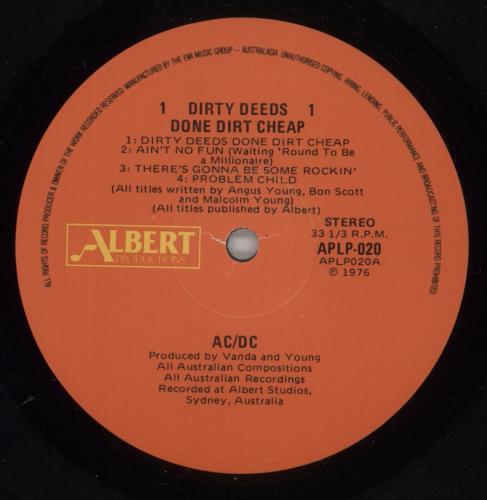 AC/DC Dirty Deeds Done Dirt Cheap-Australian vinyl LP album (LP record) Australian ACDLPDI855341