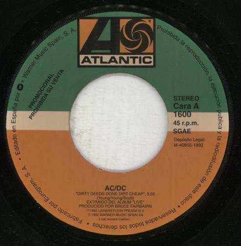 AC/DC Dirty Deeds Done Dirt Cheap 7" vinyl single (7 inch record / 45) Spanish ACD07DI865736
