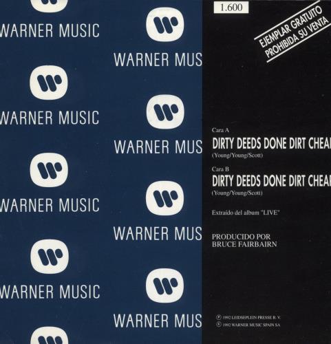 AC/DC Dirty Deeds Done Dirt Cheap 7" vinyl single (7 inch record / 45) Spanish ACD07DI865736