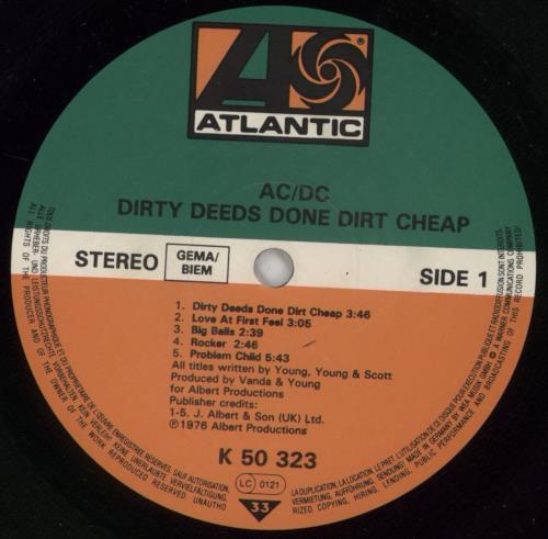 AC/DC Dirty Deeds Done Dirt Cheap vinyl LP album (LP record) UK ACDLPDI865930