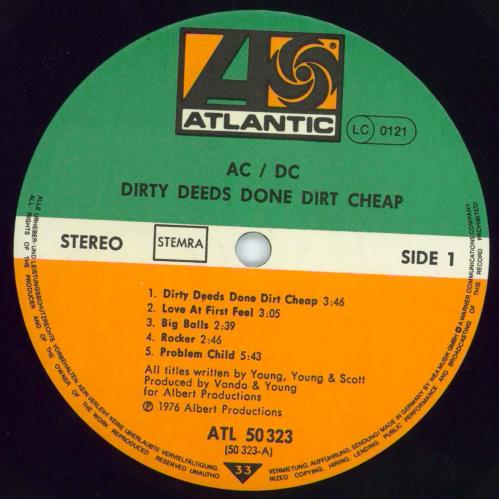 Vinile LP Dirty Deeds Done Dirt Cheap - AC/DC, Pulito Con Copertina Originale E Adesivi