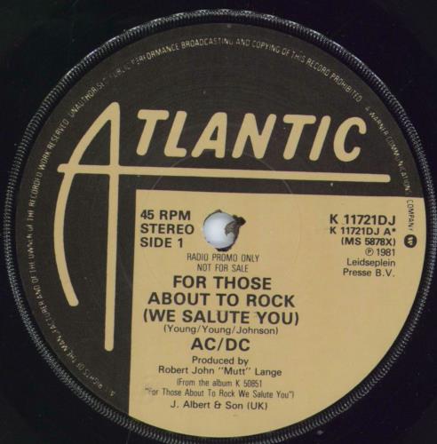 AC/DC For Those About To Rock - DJ 7" vinyl single (7 inch record / 45) UK ACD07FO806353