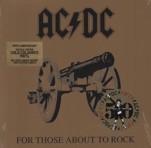 AC/DC For Those About To Rock - Gold Vinyl - Sealed vinyl LP album (LP record) UK ACDLPFO840350