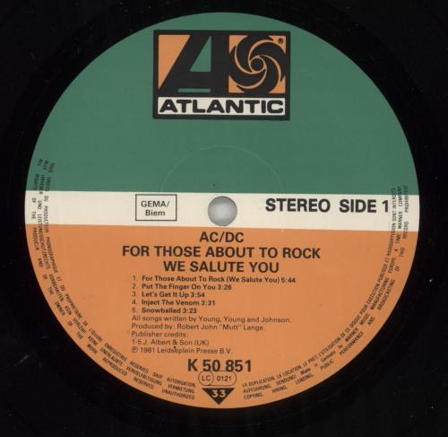 AC/DC For Those About To Rock We Salute You - ! Sticker vinyl LP album (LP record) German ACDLPFO863995