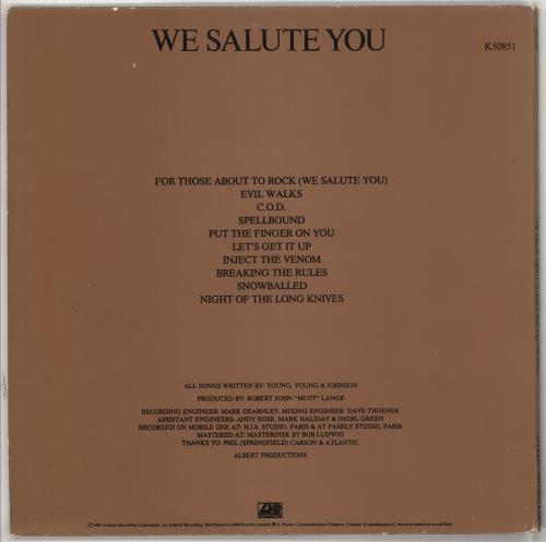 AC/DC For Those About To Rock We Salute You - VG vinyl LP album (LP record) Dutch ACDLPFO728016