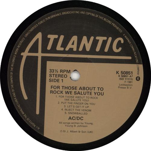 AC/DC For Those About To Rock We Salute You - VG vinyl LP album (LP record) Dutch ACDLPFO728016