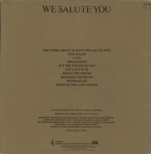 AC/DC For Those About To Rock, We Salute You vinyl LP album (LP record) New Zealand ACDLPFO871100