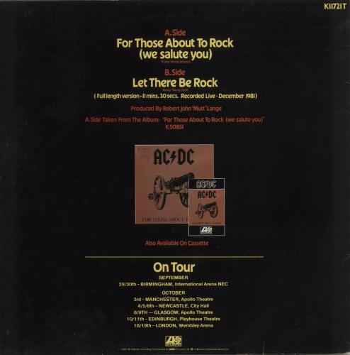 AC/DC For Those About To Rock 12" vinyl single (12 inch record / Maxi-single) UK ACD12FO48088