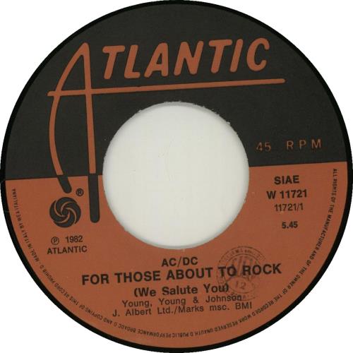 AC/DC For Those About To Rock 7" vinyl single (7 inch record / 45) Italian ACD07FO655970