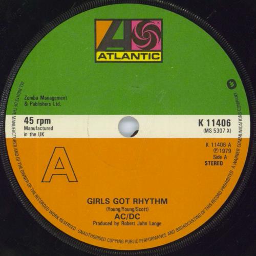 AC/DC Girls Got Rhythm 7" vinyl single (7 inch record / 45) UK ACD07GI36730