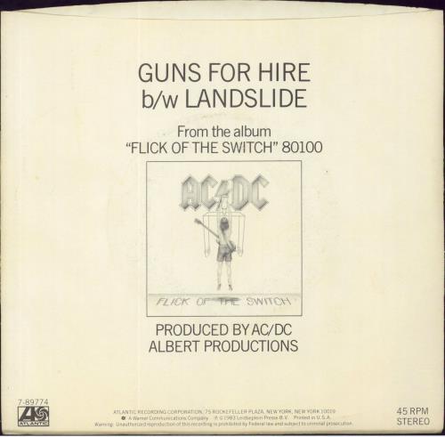 AC/DC Guns For Hire 7" vinyl single (7 inch record / 45) US ACD07GU806323