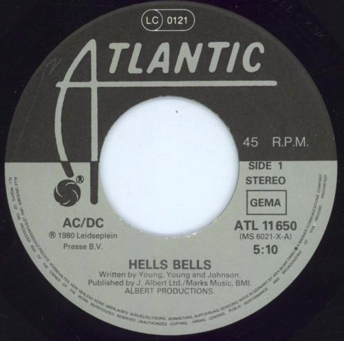 AC/DC Hells Bells 7" vinyl single (7 inch record / 45) German ACD07HE36733