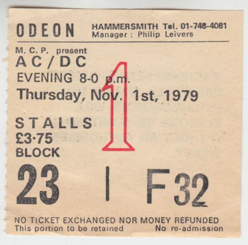 AC/DC Highway To Hell European Tour '79 + Ticket Stub tour programme UK ACDTRHI679567
