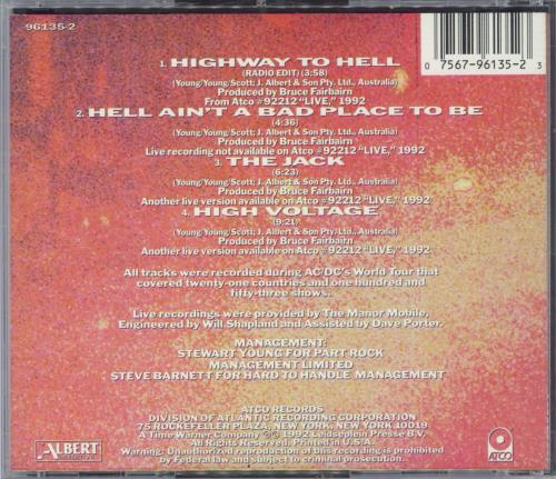 AC/DC Highway To Hell CD single (CD5 / 5") US ACDC5HI10159