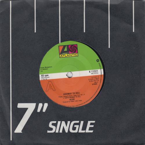 AC/DC Highway To Hell 7" vinyl single (7 inch record / 45) UK ACD07HI01520