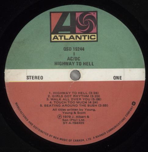 AC/DC Highway To Hell vinyl LP album (LP record) Canadian ACDLPHI882111