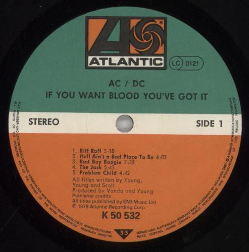 AC/DC If You Want Blood You've Got It vinyl LP album (LP record) German ACDLPIF573034