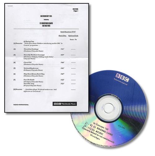 AC/DC In Concert 165 CD-R acetate UK ACDCRIN368229